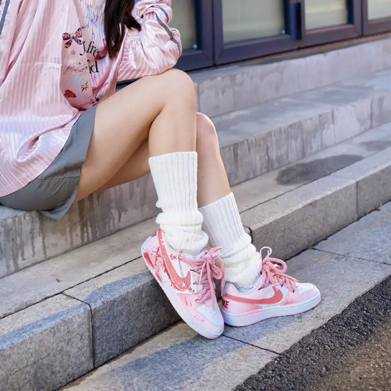 [Custom Peach Blossoms] Court Borough Skateboarding Shoes Unisex Four Color