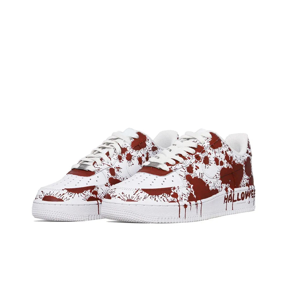 [Customized Cursed Sole] Air Force 1 Low-top Shoes Unisex White/Red Halloween Series