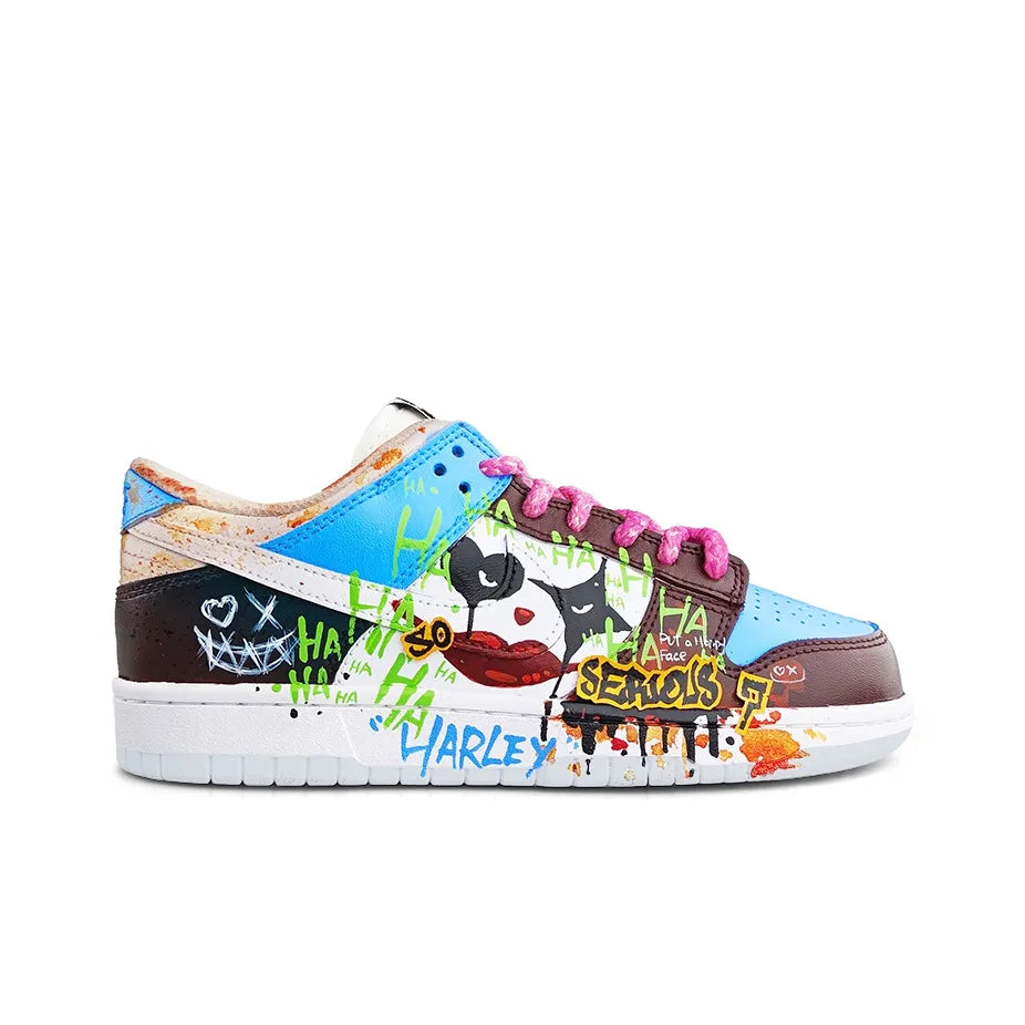 Harley Quinn - Mismatched Sneakers  Graffiti Hand-Painted Men's