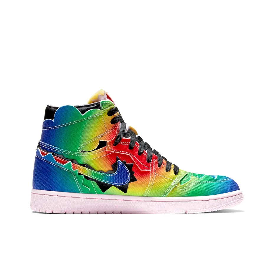 [Custom Rainbow Tie-dye] Air Jordan 1 og High Top Unisex Skateboarding Shoes