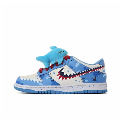 [Custom Baby Shark] Dunk Skateboarding Shoes Unisex  Beige/Blue