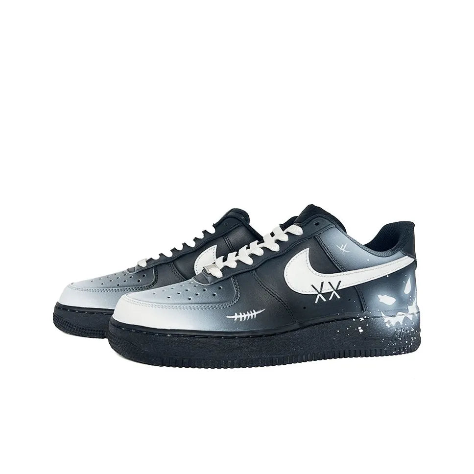 [Customized Devilish Smile] Air Force 1 Low-top Shoes Hand-drawn Unisex Black/White