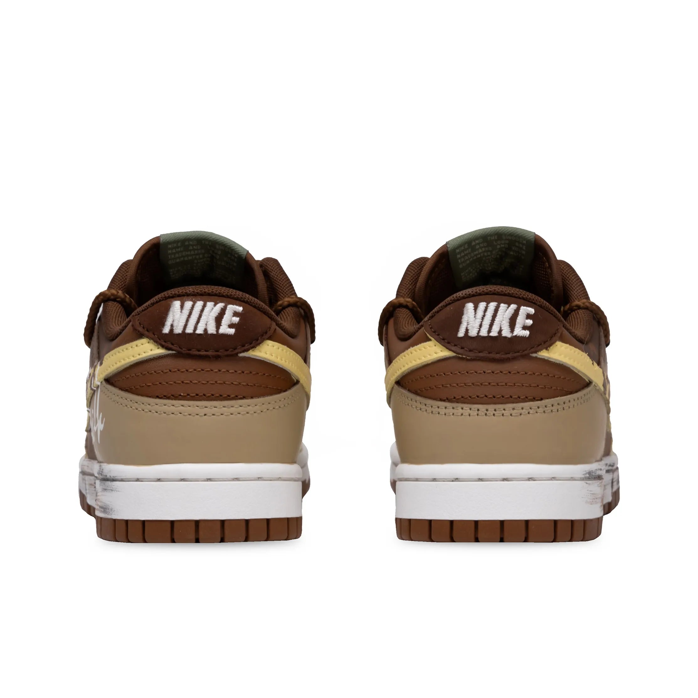 [Custom Coffee Mark] Dunk Skateboarding Shoes Unisex Low-top Brown Distressed Style