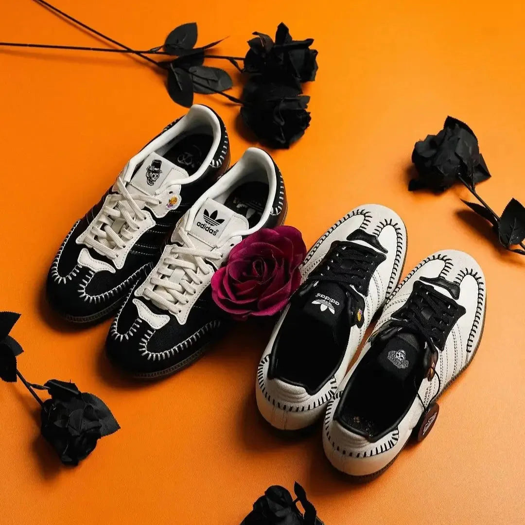 [Custom Day of the Dead - Gift For Couple/Bestie] originals SAMBA OG Low Top Halloween Series Black/White