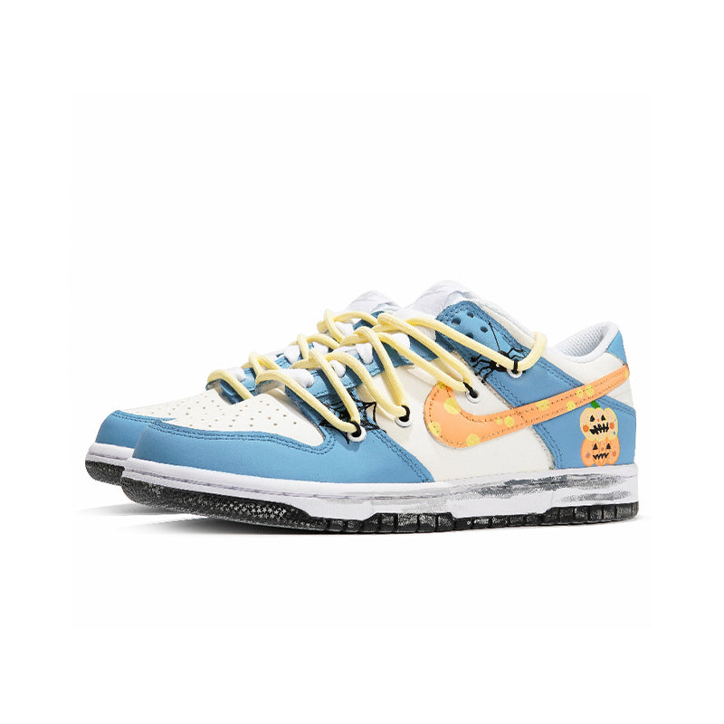 [Custom Silly Pumpkin] Dunk Skateboarding Shoes Unisex Low-top Blue/White