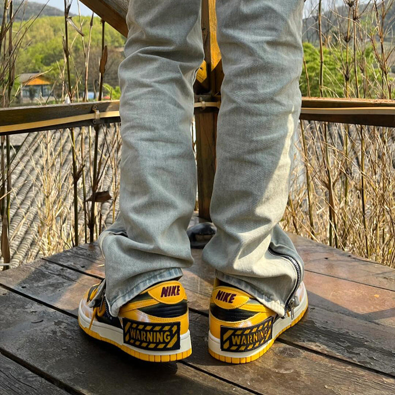 [Custom Yellow Warning] Dunk Low Skateboard Shoes Unisex Yellow