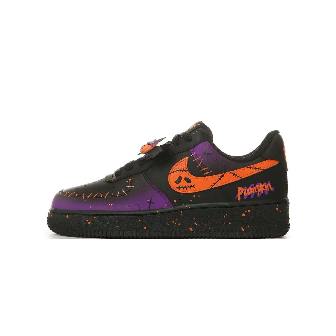 [Custom Ghost Party] Air Force 1 Low Skateboarding Shoes Unisex Black/Purple