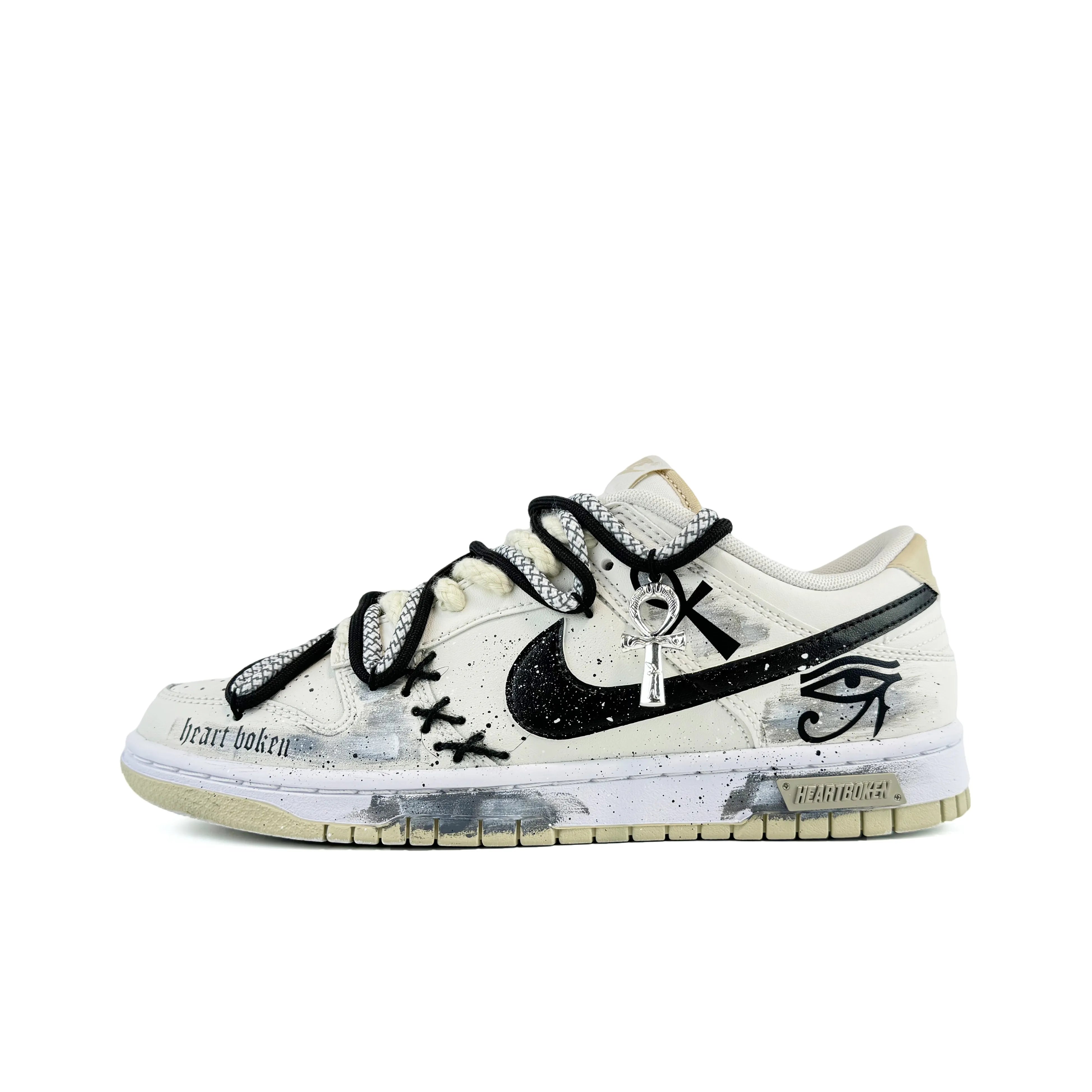 [Custom Eye of God, Distressing, Lacing, Construction] Dunk Low Skateboard Shoes Unisex