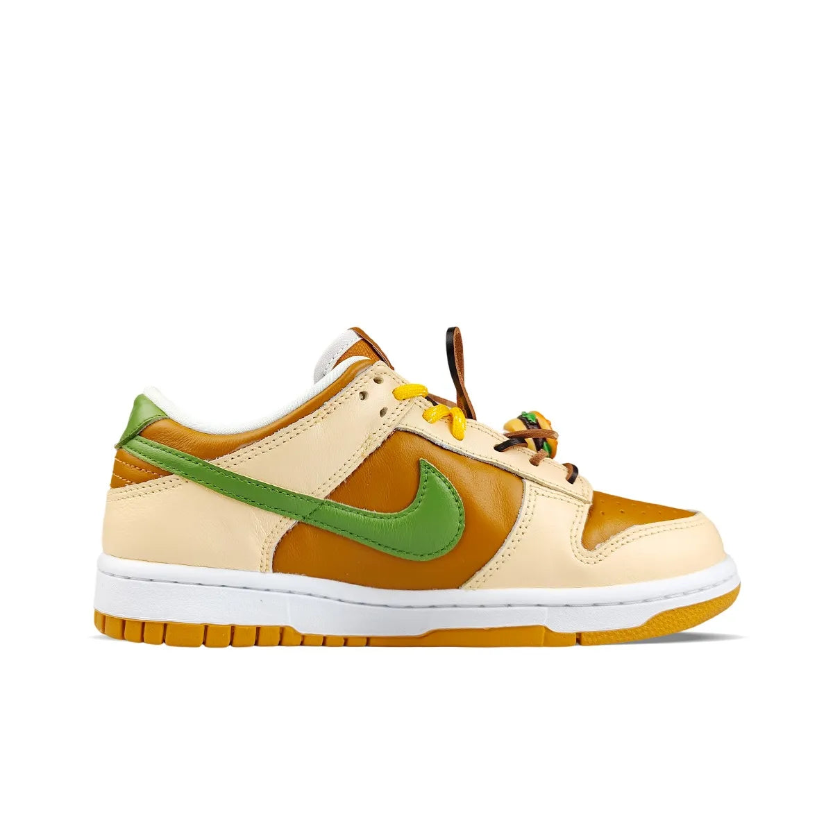 [Custom Mr. Hamburger] Dunk Low Skateboarding Shoes Unisex Brown/Yellow