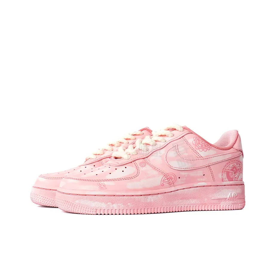 [Custom Blue And Pink Stucco Cashew Nut Flower] Air Force 1 Skateboarding Shoes Unisex