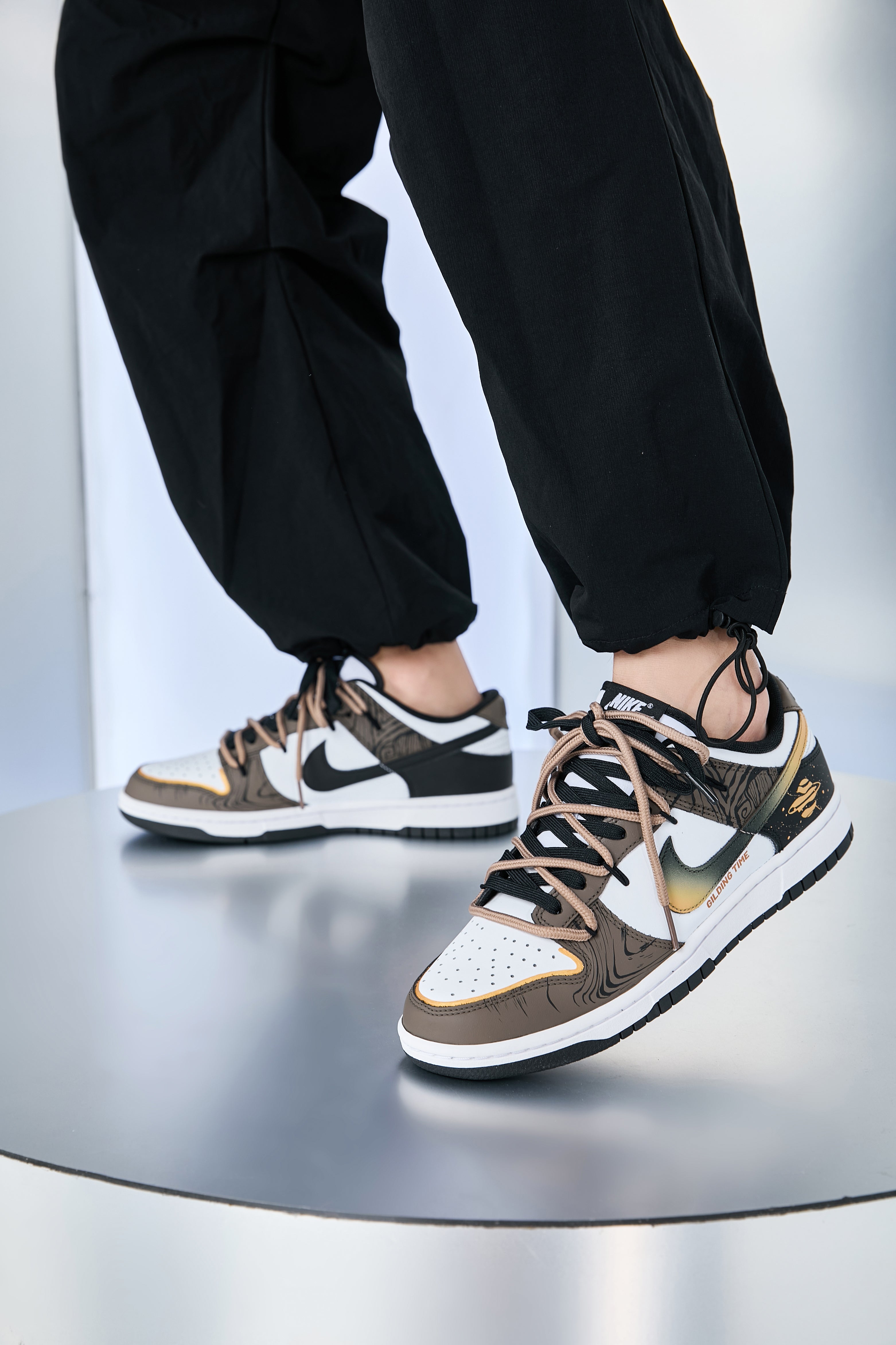 [Custom Golden Years] Dunk Skateboarding Shoes Unisex Low-top Brown/Black