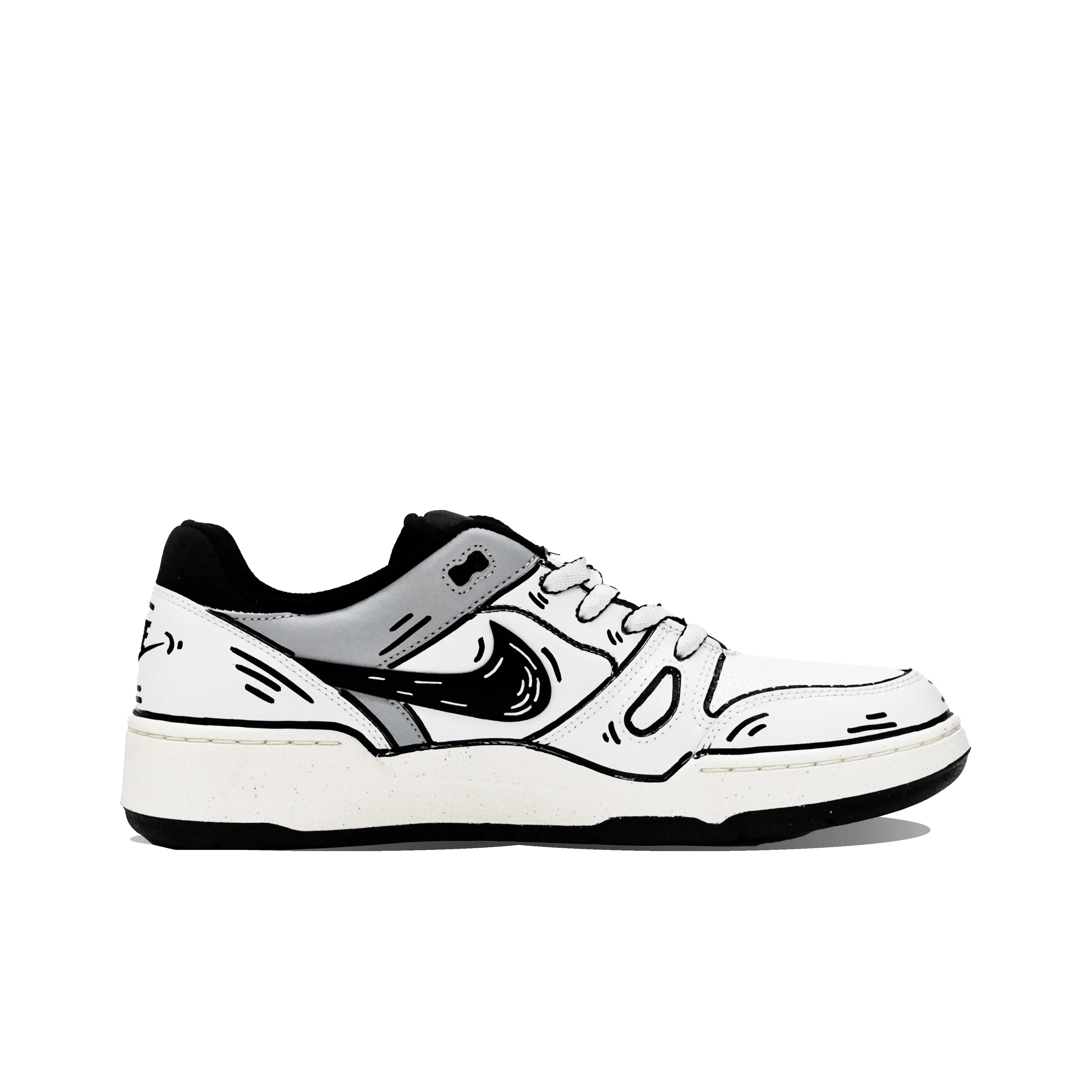 [Custom 2D Black and White Line] Full Force Skateboard Shoes Unisex