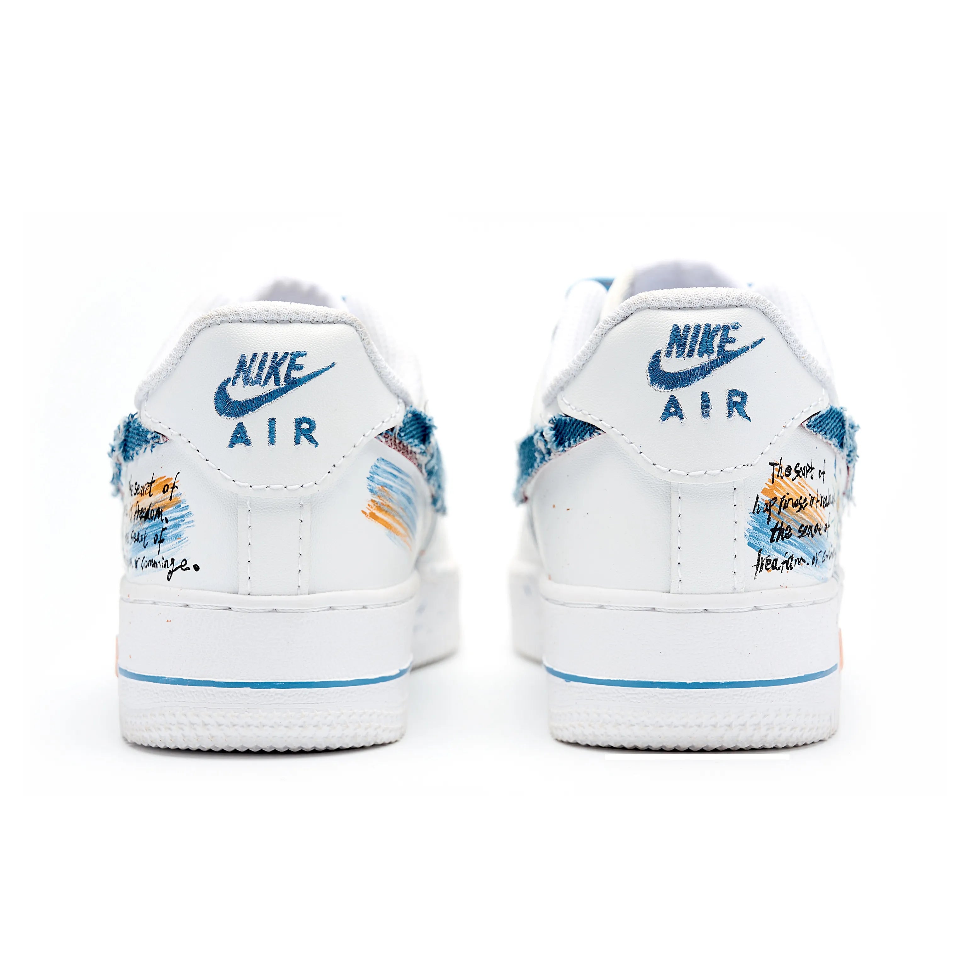 [Customized Daisy Graffiti] Air Force 1 Shoes Unisex White/Blue