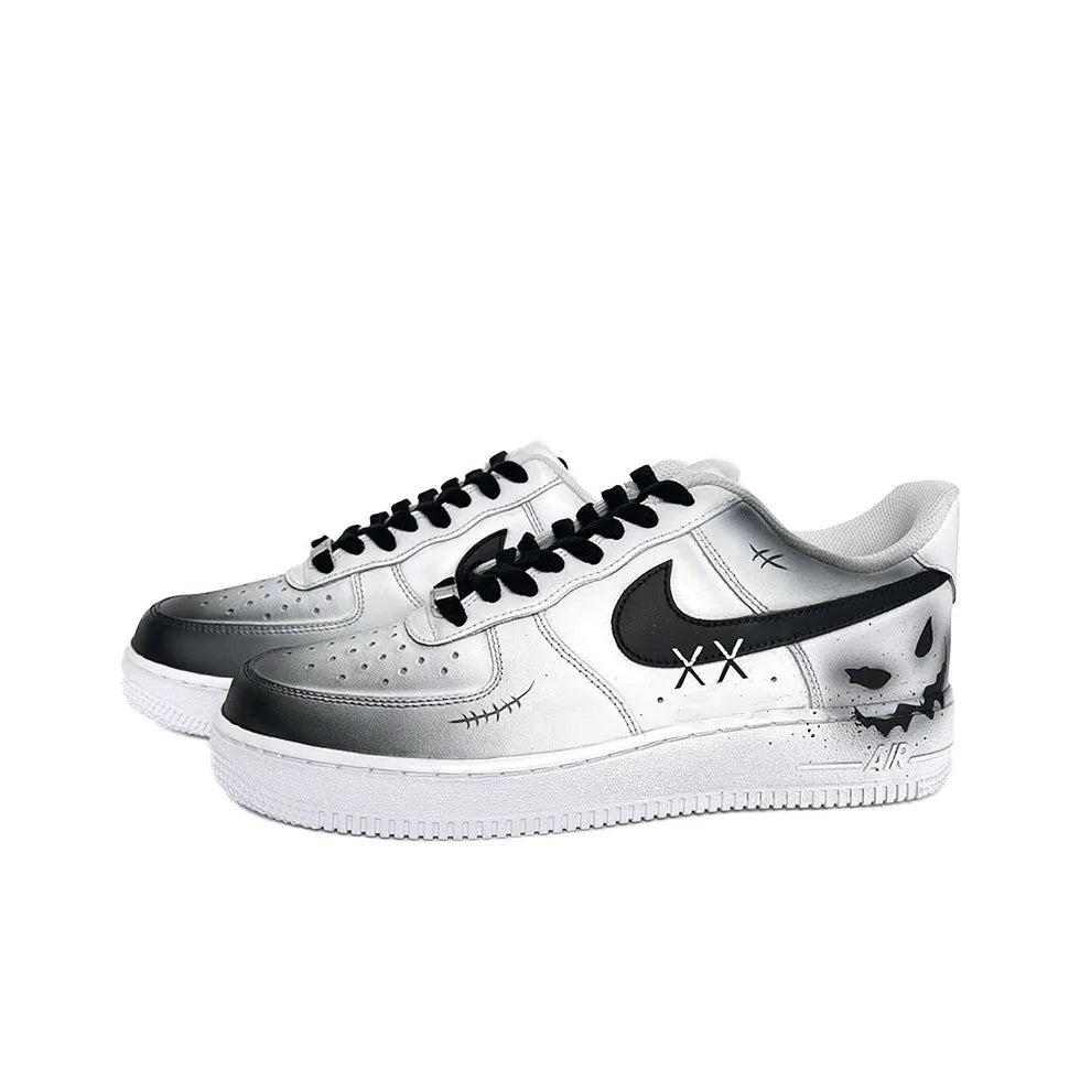 [Customized Devilish Smile] Air Force 1 Low-top Shoes Hand-drawn Unisex Black/White