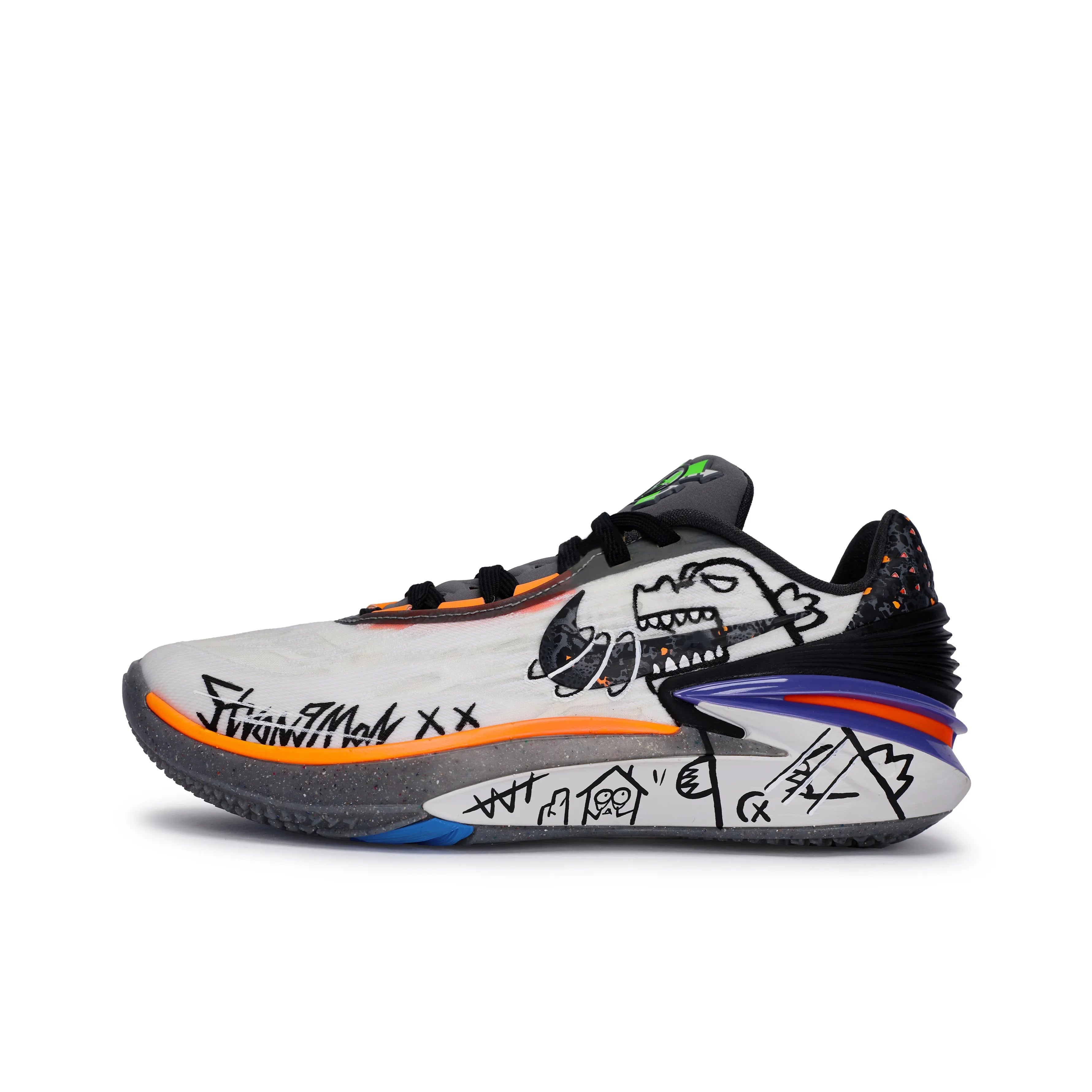 [Custom Godzilla Graffiti] Air Zoom G.T. Cut 2 Basketball Shoes Unisex Low-Top White/Black/Purple/Orange