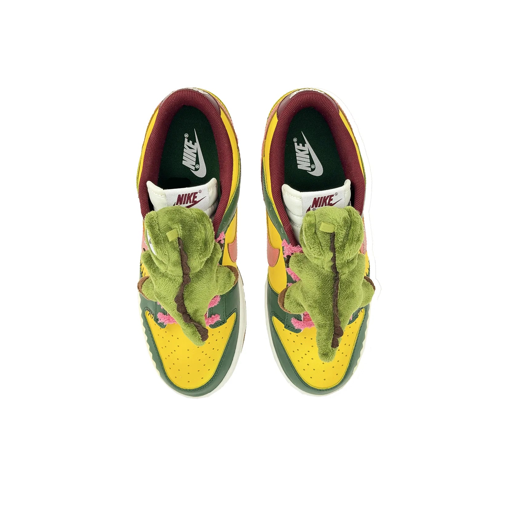 [Custom Playful Dinosaur] Dunk Skateboarding Shoes Unisex Green/Yellow