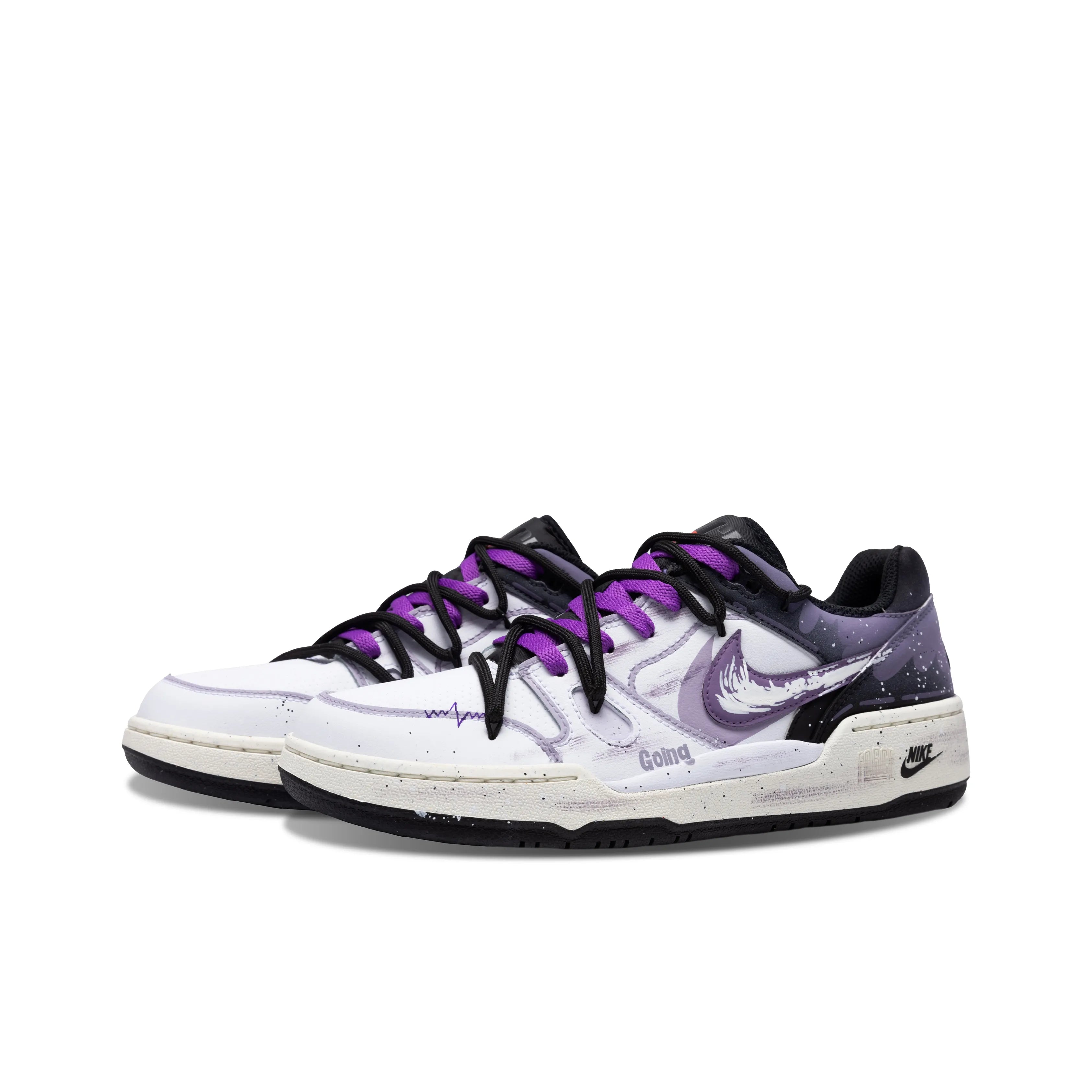 [Custom Backlit Flight] Full Force Purple Ink Graffiti Skateboarding Shoes Unisex