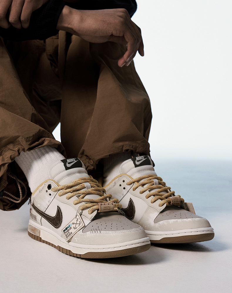 [Custom Canvas] Dunk Low Skateboard Shoes Unisex Brown/Yellow