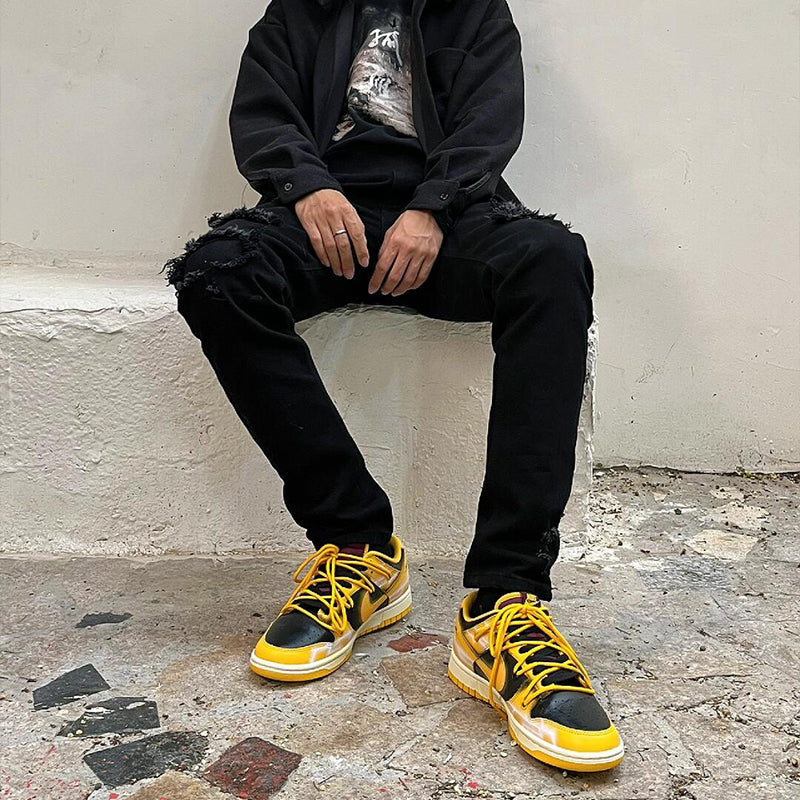 [Custom Yellow Warning] Dunk Low Skateboard Shoes Unisex Yellow