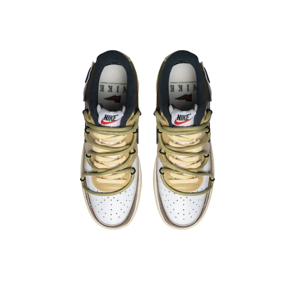 [Custom Retro Mocha] Court Vision 1 Low Skateboard Shoes Unisex Distressed Style Brown/Yellow