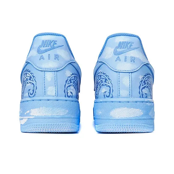 [Custom Blue And Pink Stucco Cashew Nut Flower] Air Force 1 Skateboarding Shoes Unisex