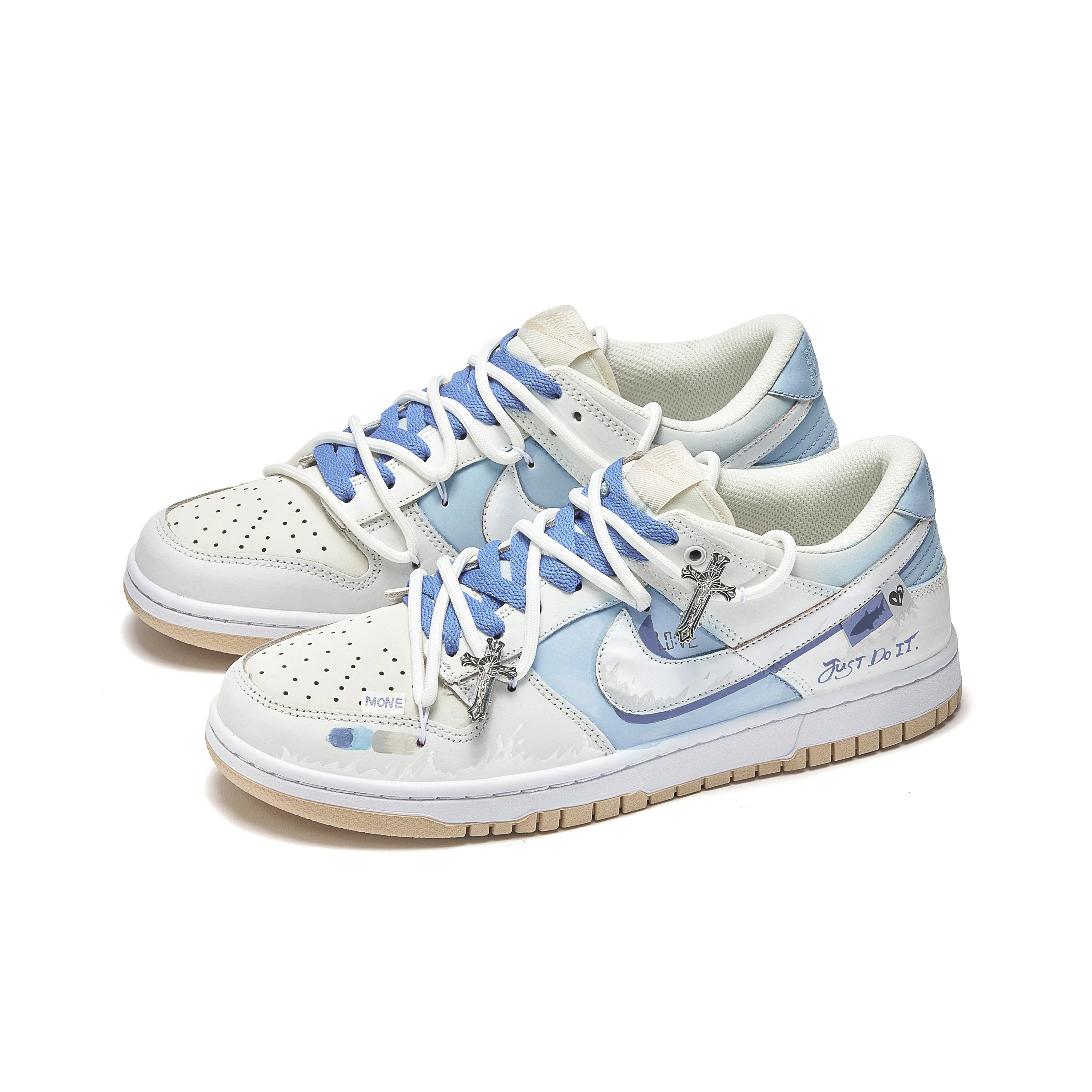 [Custom Blue Moment] Dunk Low Skateboard Shoes Unisex White/Blue