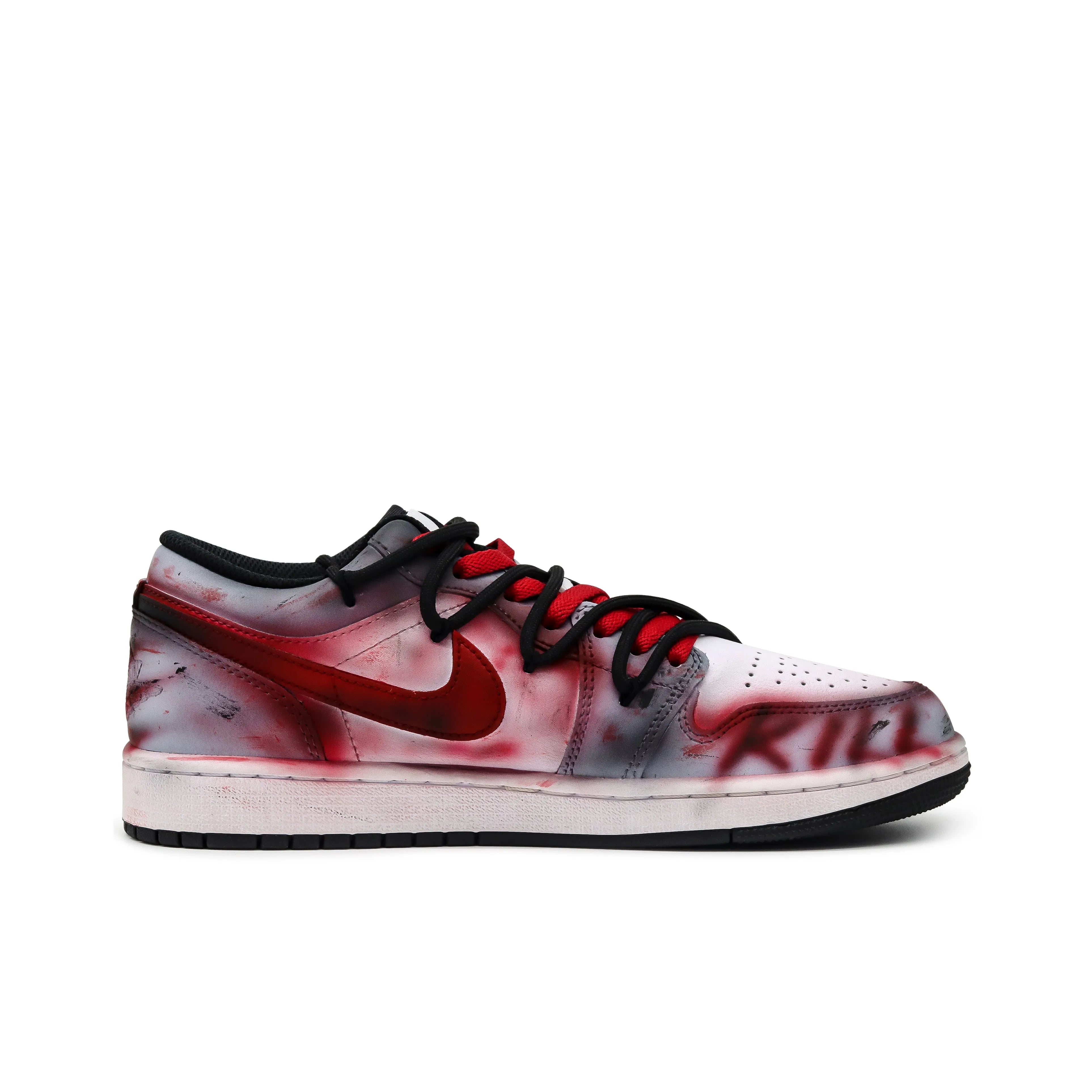 [Custom Monster Slayer] Jordan Skateboarding Shoes Unisex Low-top Gray/Red