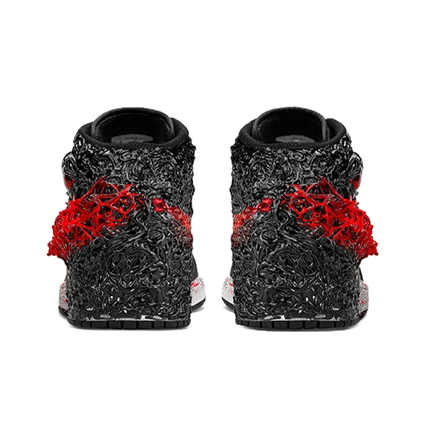 [Custom Joker - It] Air Jordan 1 Mid Top Unisex Skateboarding Shoes Black/Red