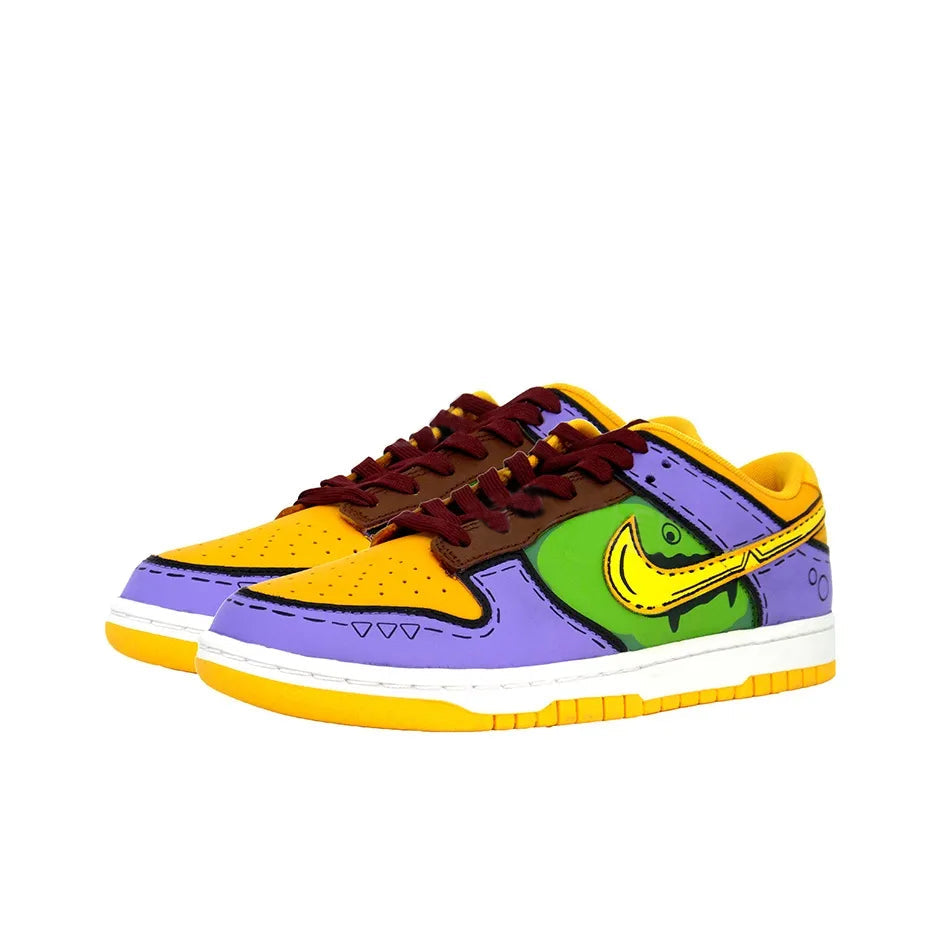 [Custom Radioactive Shark] Dunk Skateboarding Shoes Unisex Yellow/Purple/Green