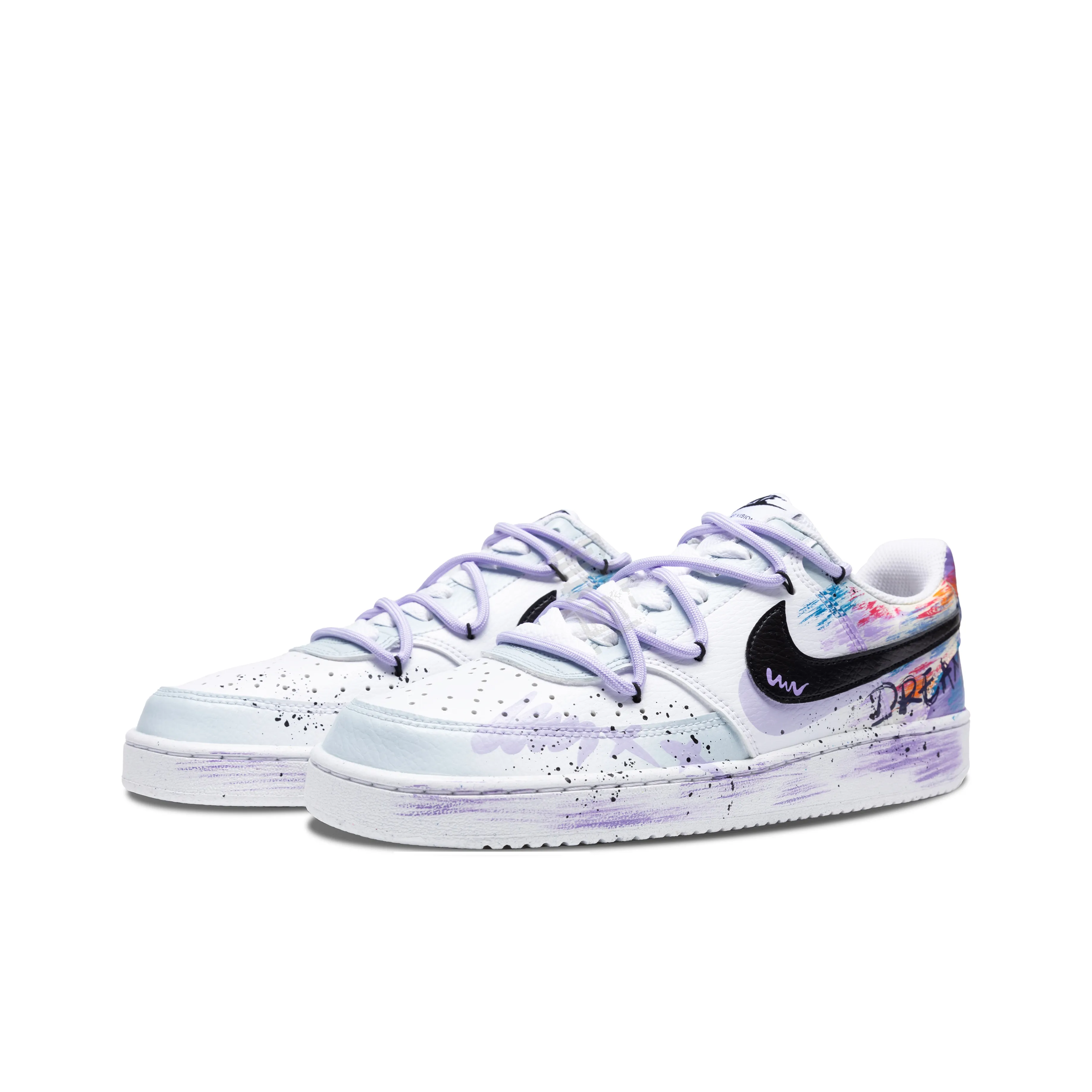 [Custom Fantasy Secret Realm] Court Vision Low Skateboard Shoes Unisex Graffiti Purple/White