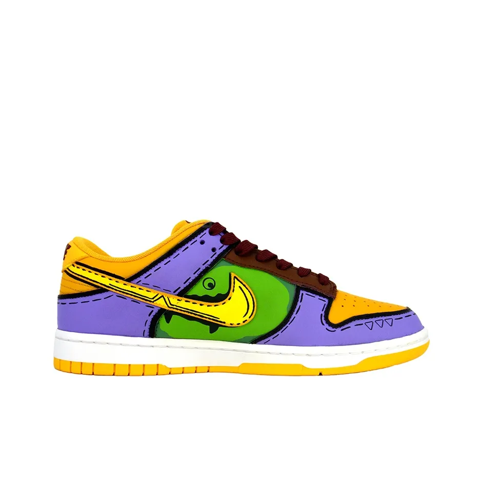 [Custom Radioactive Shark] Dunk Skateboarding Shoes Unisex Yellow/Purple/Green