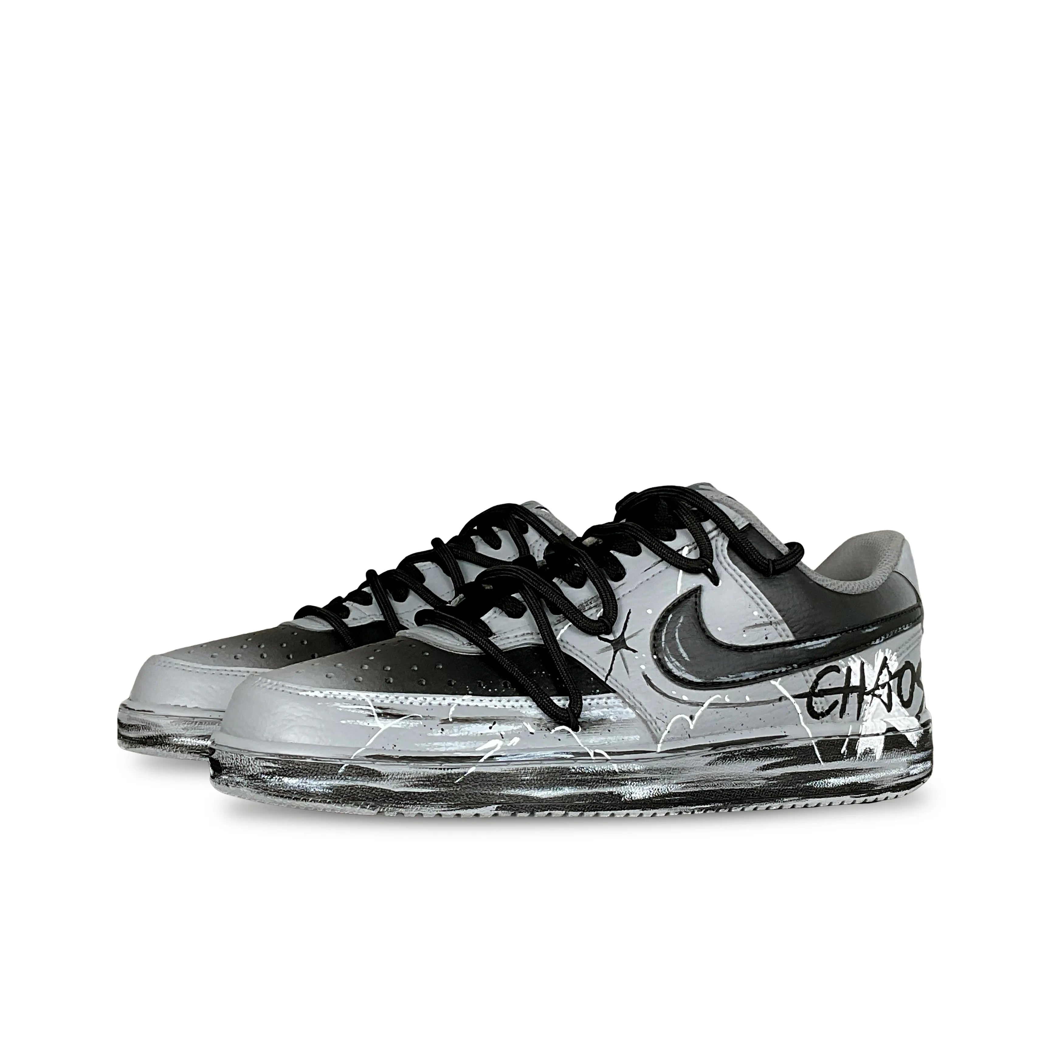 [Custom Post-Apocalyptic Wasteland ]Court Vision 1 Low Distressed Look  Skateboarding Shoes Unisex