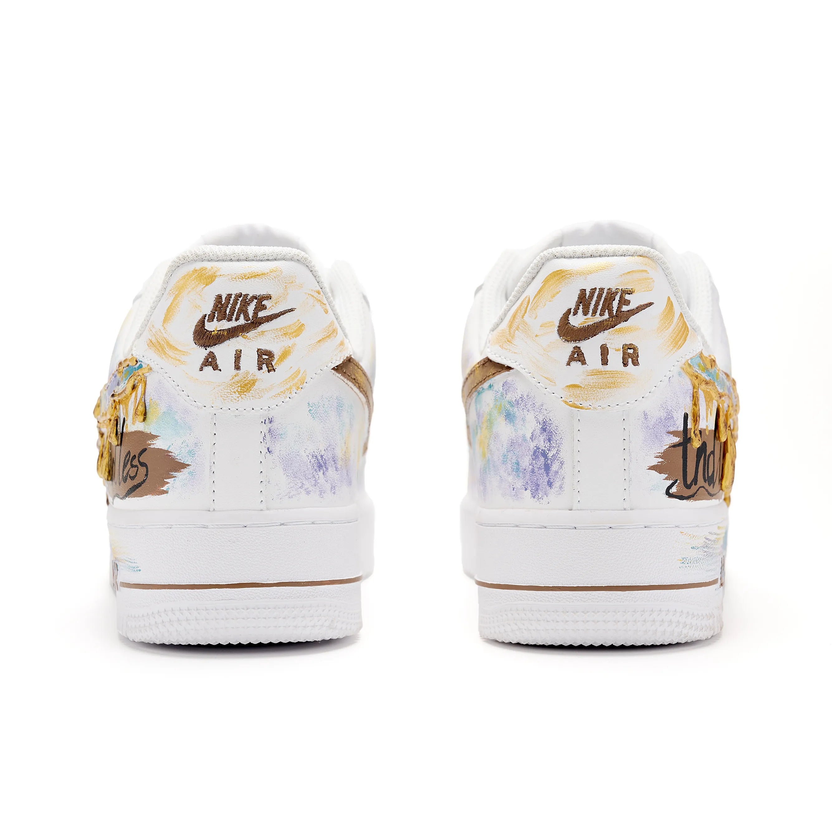 [Customized Floating Dreams, Shading, Water Lilies] Air Force 1 Shoes Unisex White/Brown