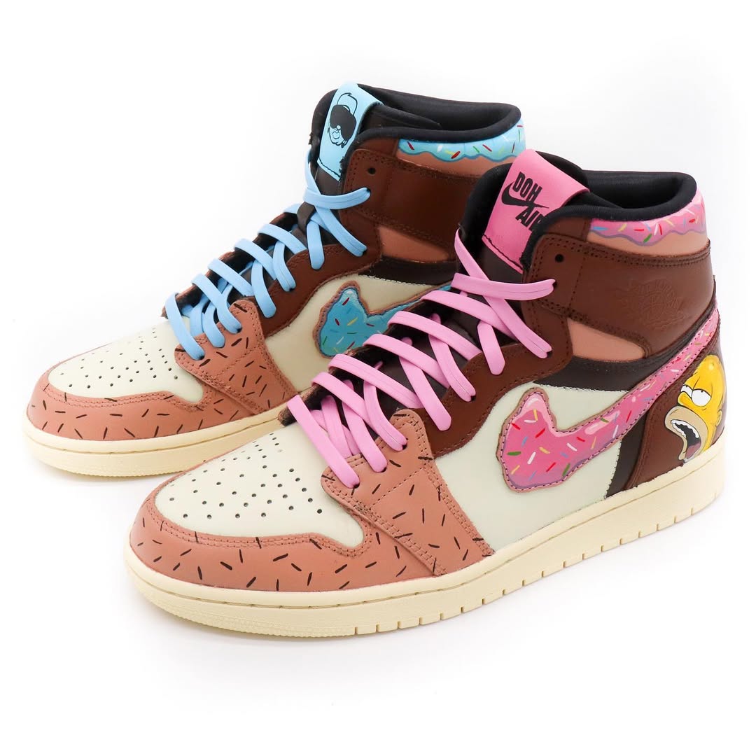 [Custom Simpson: Ice Cream] Air Jordan 1 High Top Unisex Skateboarding Shoes