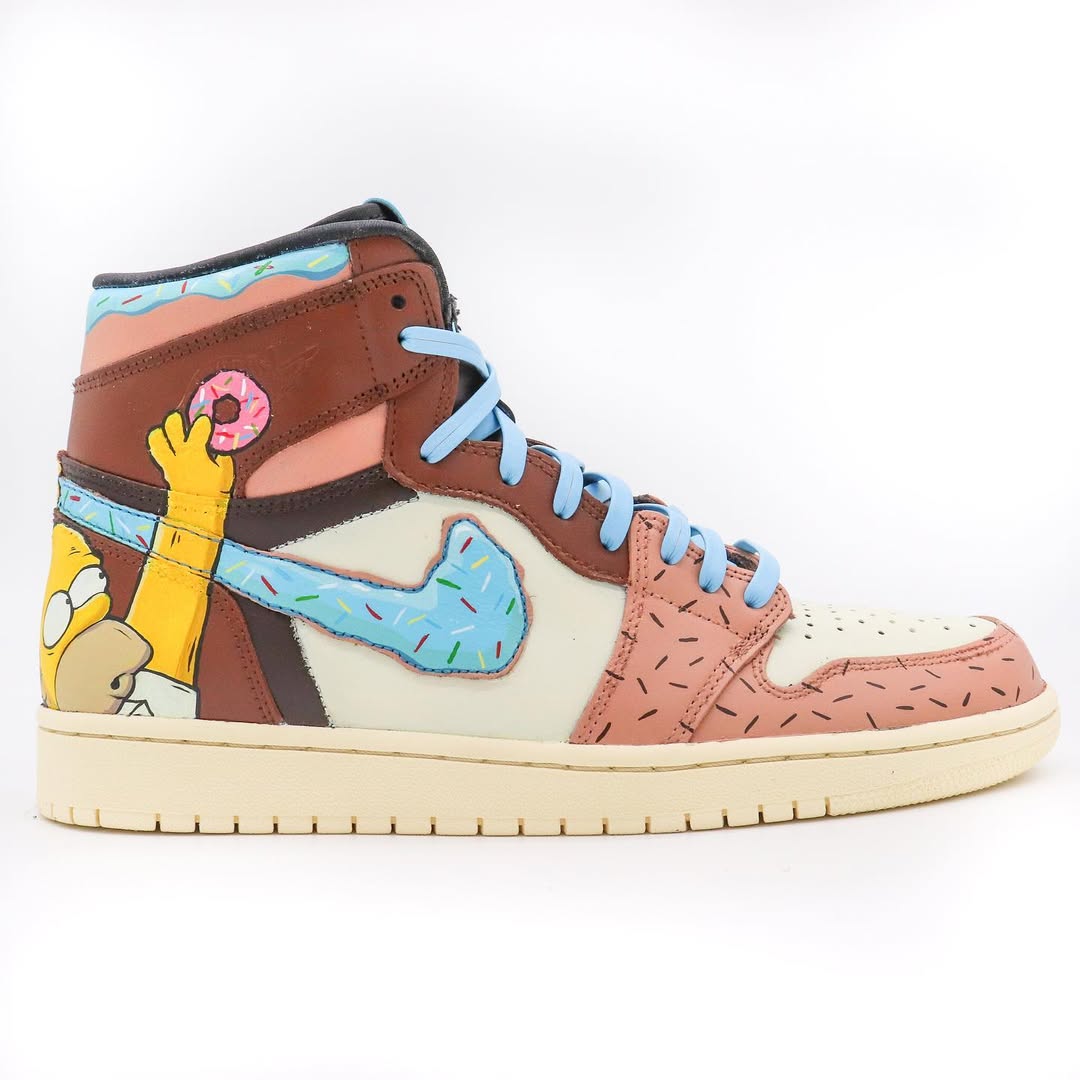 [Custom Simpson: Ice Cream] Air Jordan 1 High Top Unisex Skateboarding Shoes
