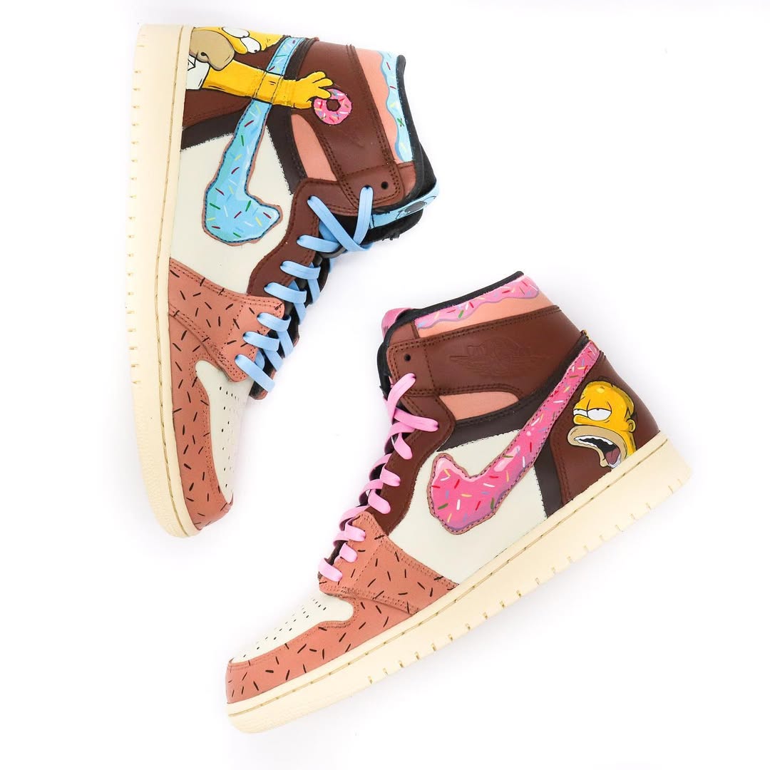[Custom Simpson: Ice Cream] Air Jordan 1 High Top Unisex Skateboarding Shoes