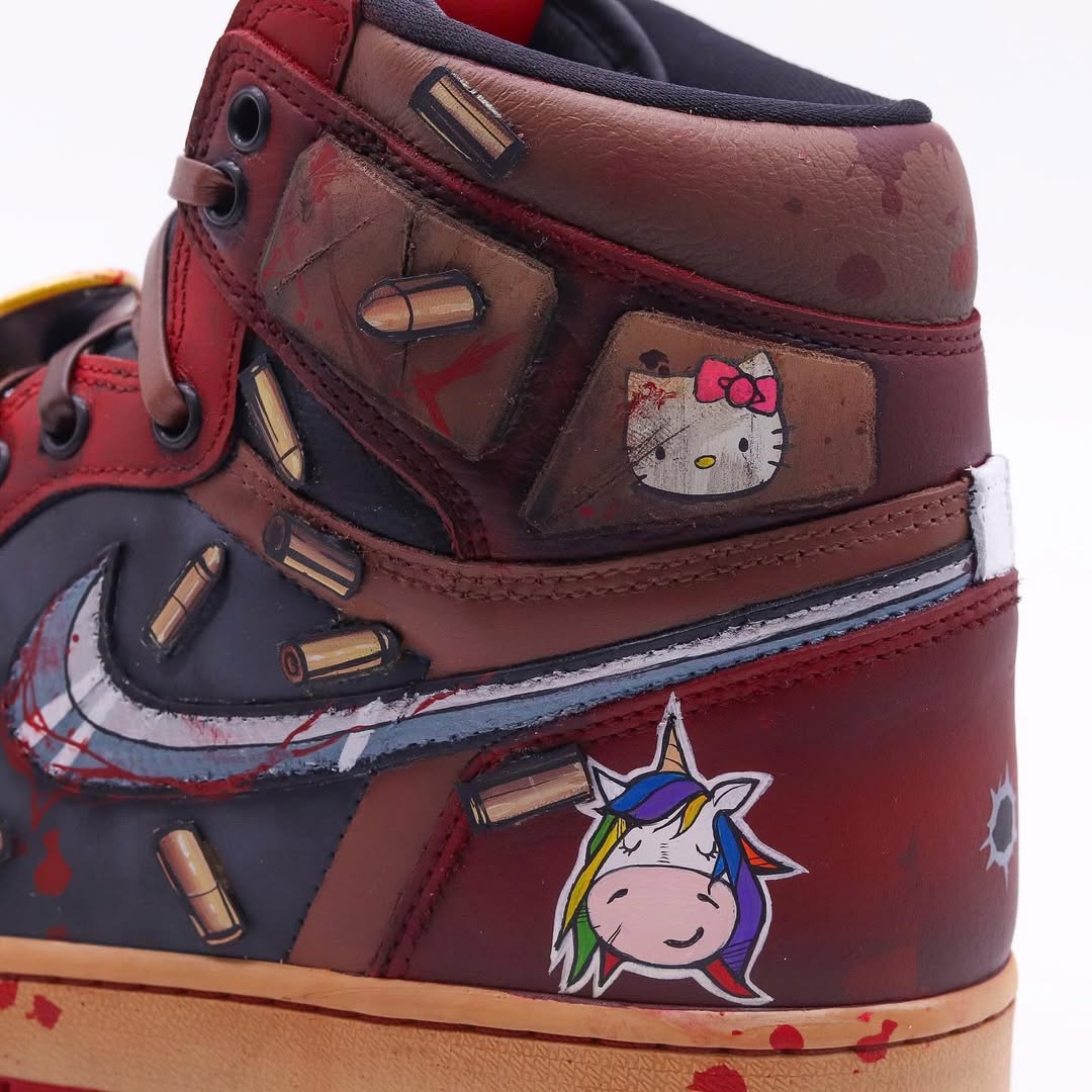 [Customized Deadpool] Air Jordan 1 High Top Shoes Hand-drawn Unisex