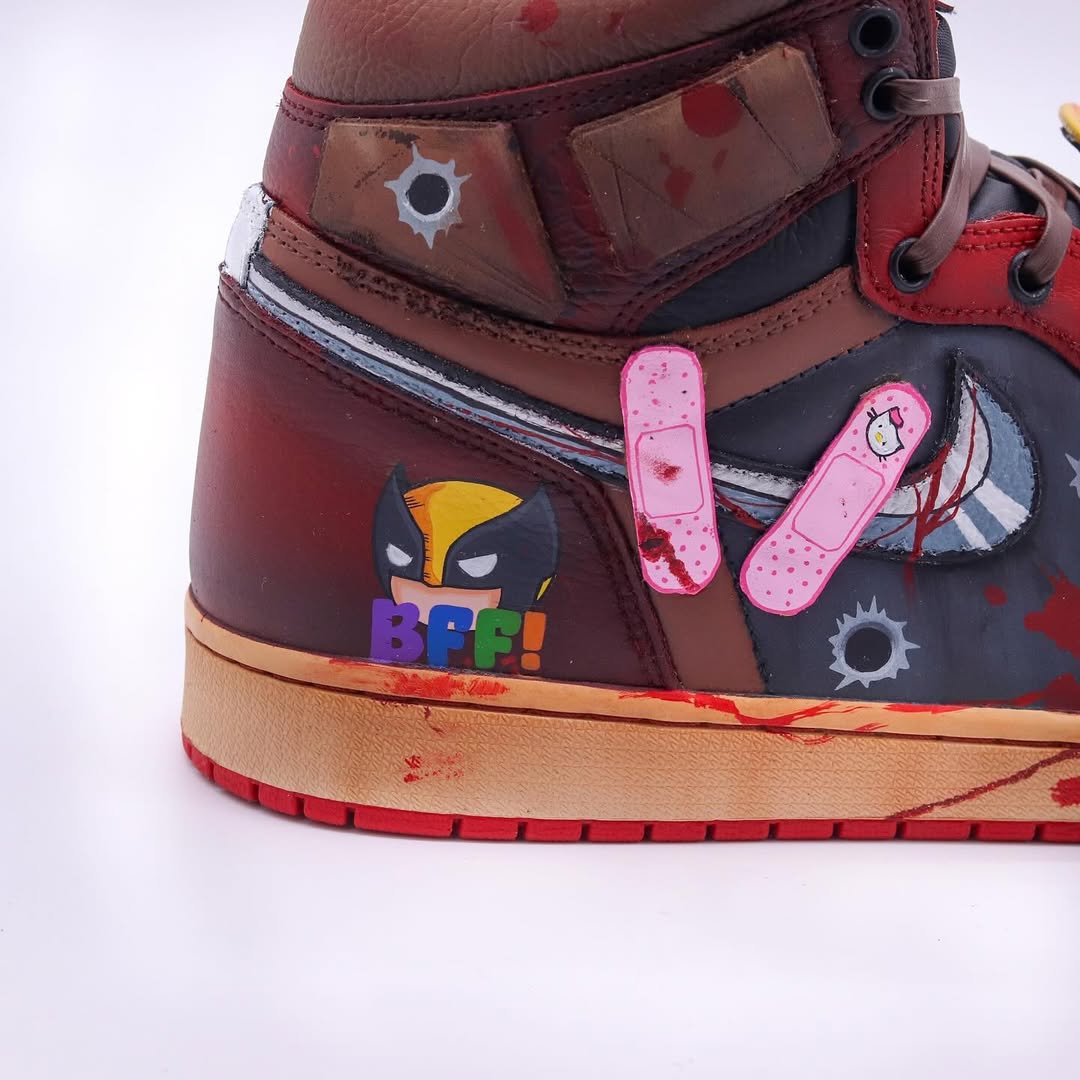 [Customized Deadpool] Air Jordan 1 High Top Shoes Hand-drawn Unisex