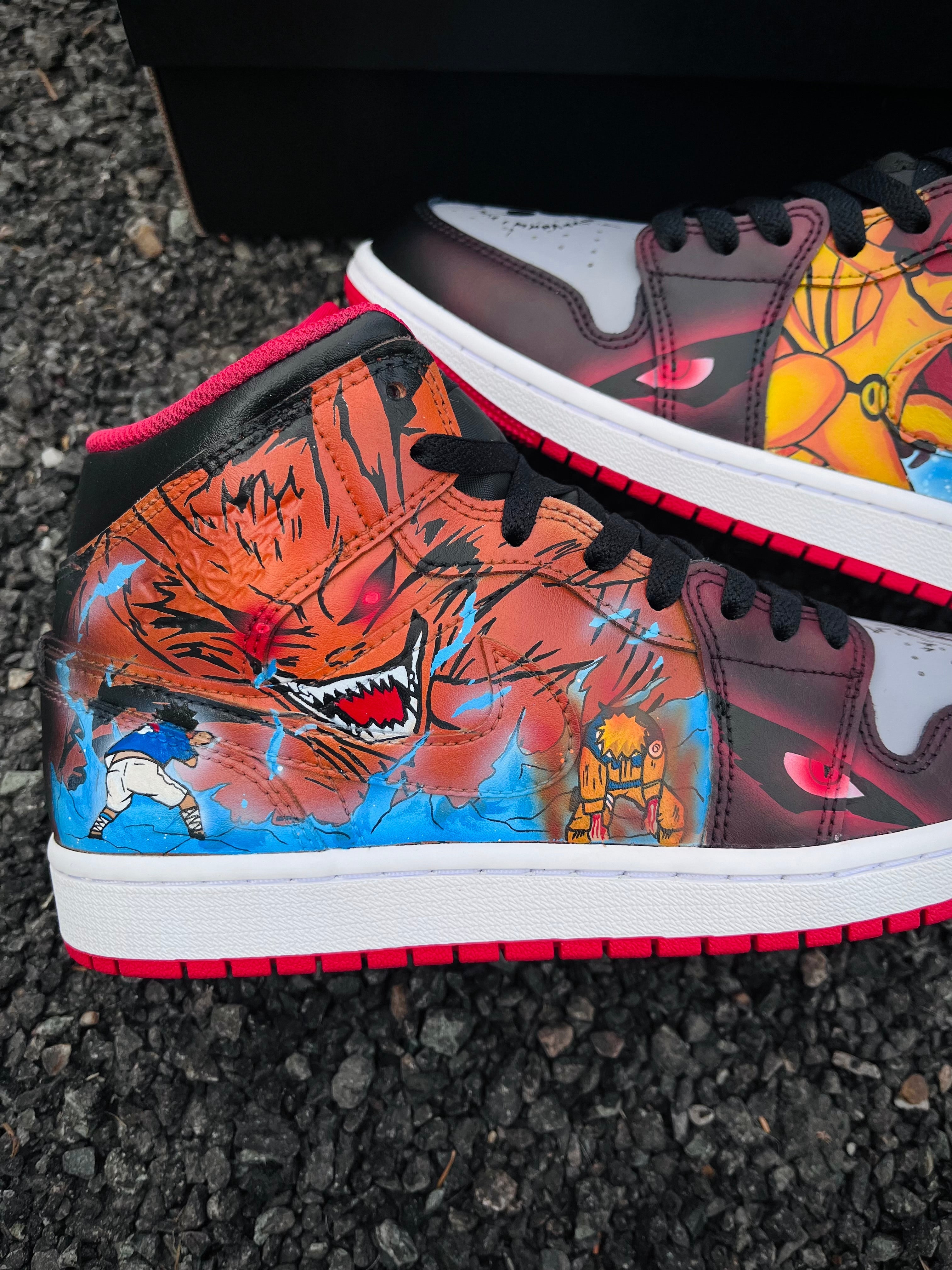 [Custom Naruto Vs Sasuke/ Kyubi Vs Susano] Jordan 1 Skateboarding Shoes Unisex