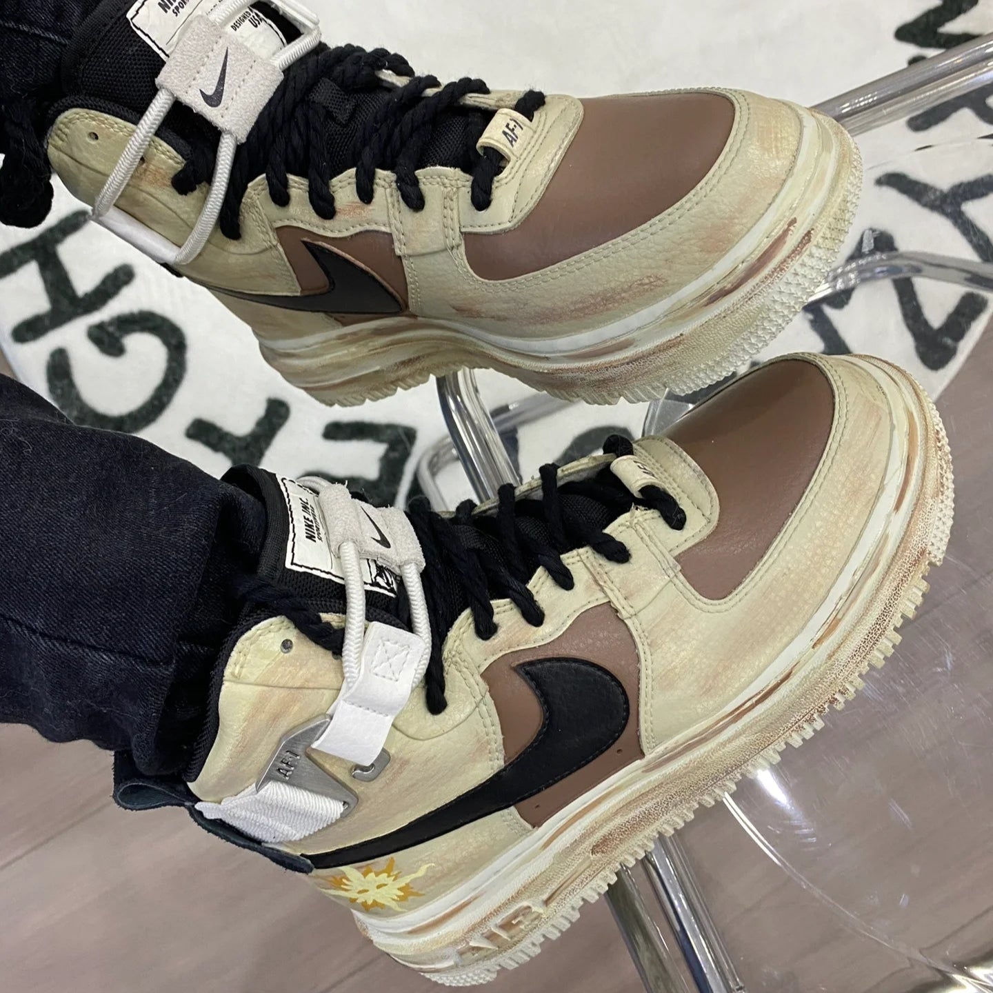 [Custom Moka Sun]  Air Force 1 Skateboarding Shoes Women's