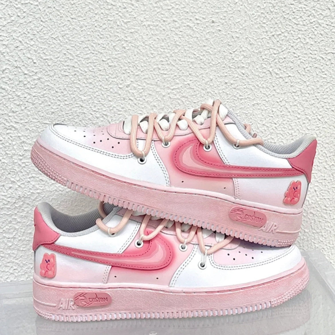 [Custom Women's teddy bear gummy candies in pink and white]  Air Force 1 Skateboarding Shoes Women's