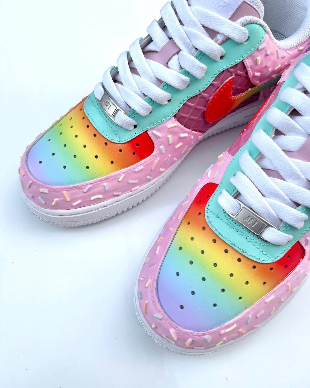 [Custom Rainbow Ice Cream] Air Force 1 Low - Top Unisex Skateboarding Shoes