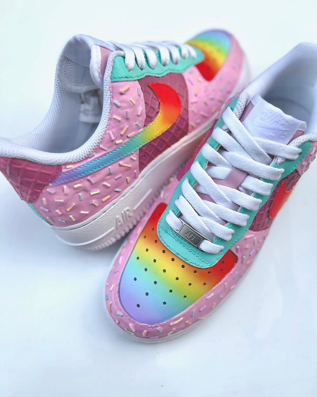 [Custom Rainbow Ice Cream] Air Force 1 Low - Top Unisex Skateboarding Shoes