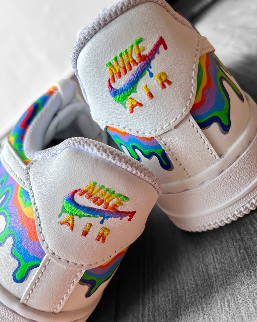 [Custom Rainbow Rain] Air Force 1 Skateboarding Shoes Unisex Multi-coloured