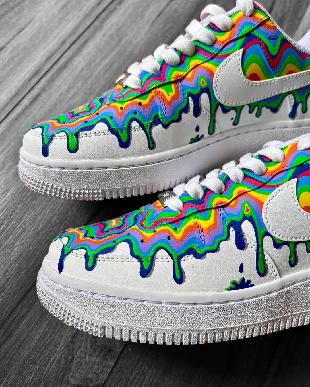 [Custom Rainbow Rain] Air Force 1 Skateboarding Shoes Unisex Multi-coloured