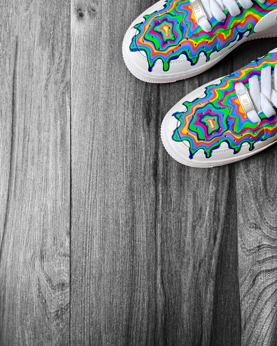 [Custom Rainbow Rain] Air Force 1 Skateboarding Shoes Unisex Multi-coloured