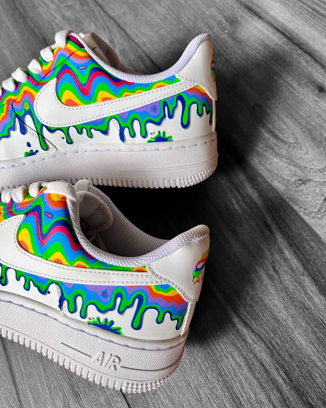 [Custom Rainbow Rain] Air Force 1 Skateboarding Shoes Unisex Multi-coloured