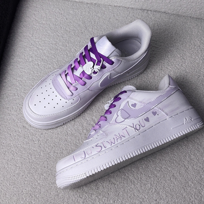 [Custom Purple lover's heart]  Air Force 1 Skateboarding Shoes Women's