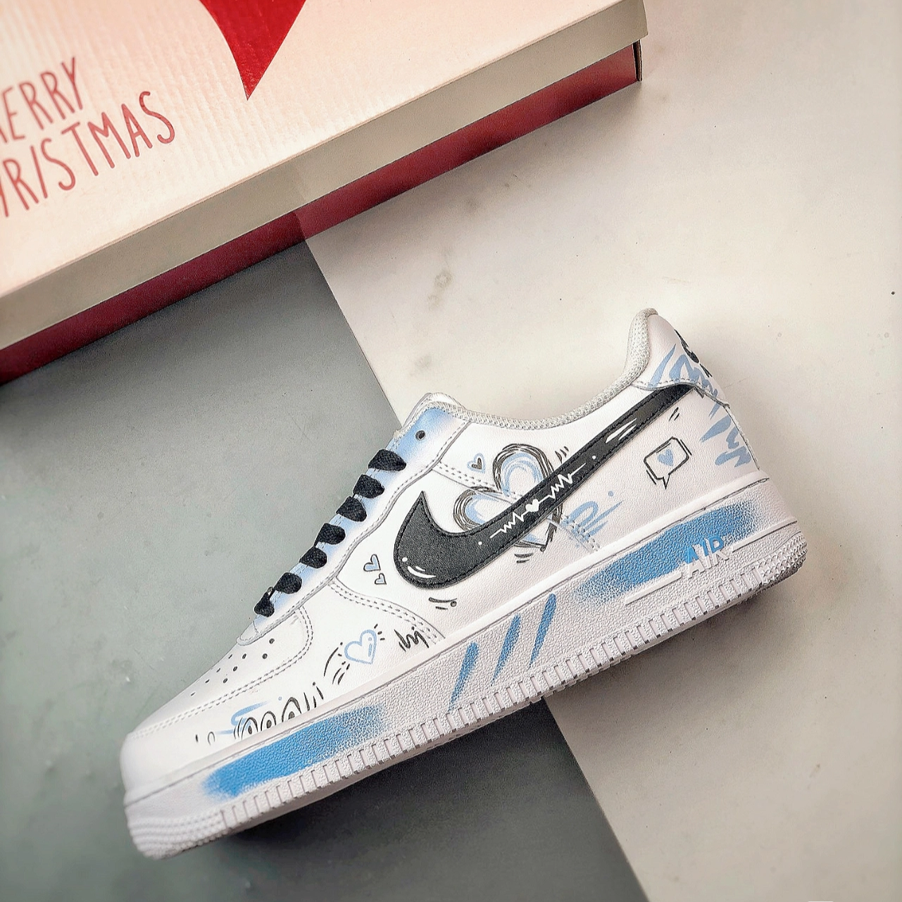 [Custom Blue Explosive Bingo]  Air Force 1 Skateboarding Shoes Women's