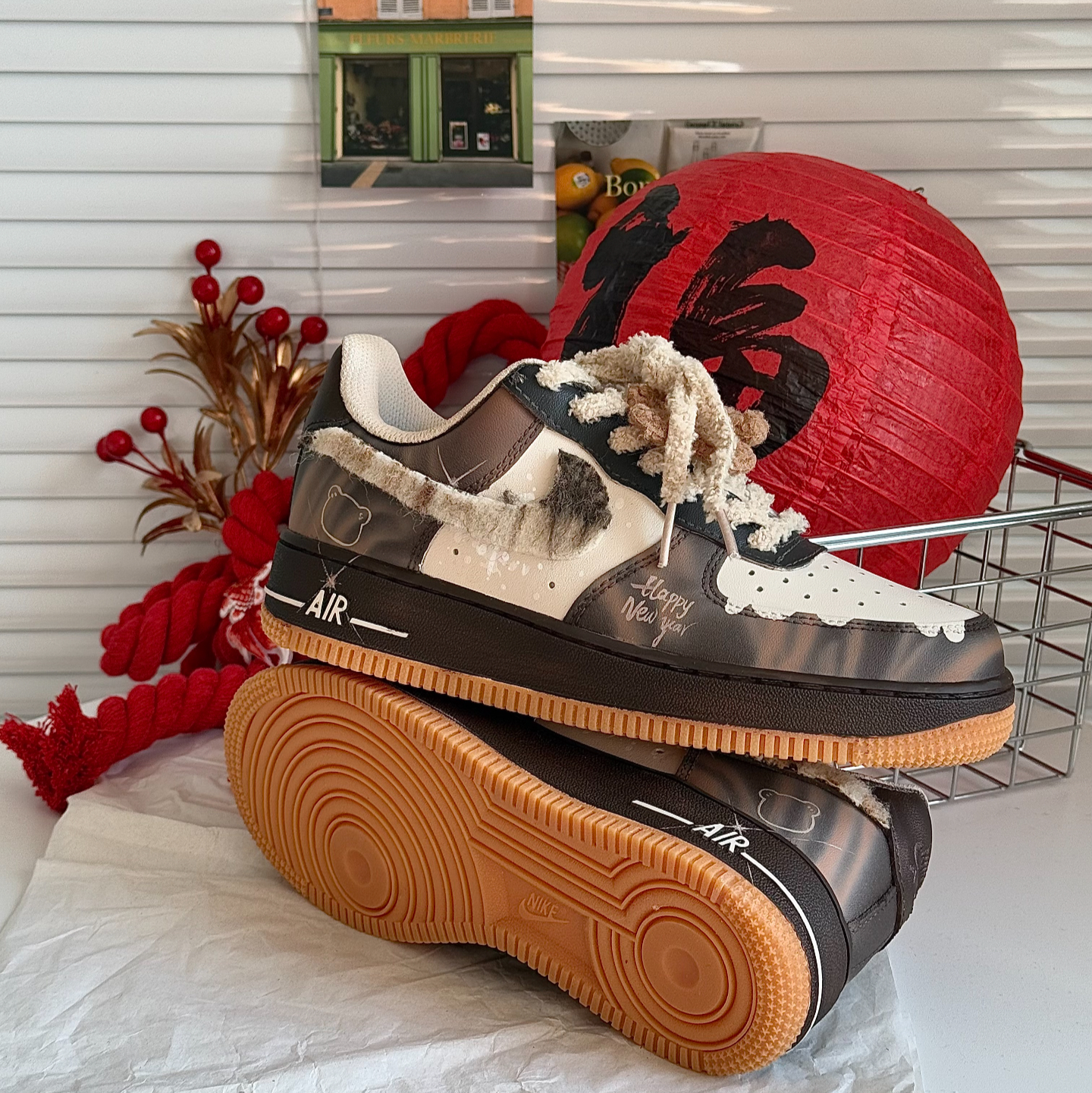[Custom Hot winter]  Air Force 1 Skateboard Shoes Women's Low-Top Beige